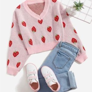 Girls Strawberry Pattern Sweater